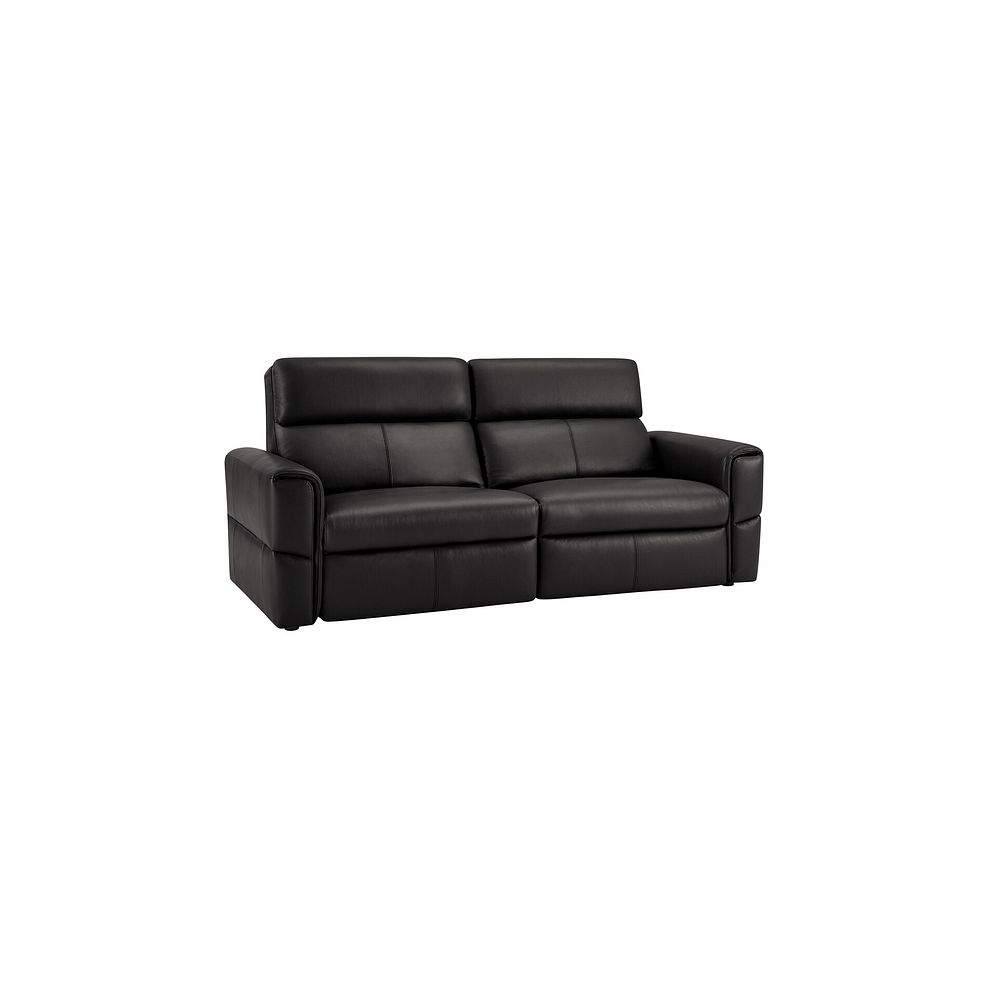 Samson 3 Seater Static Sofa in Black Leather 1