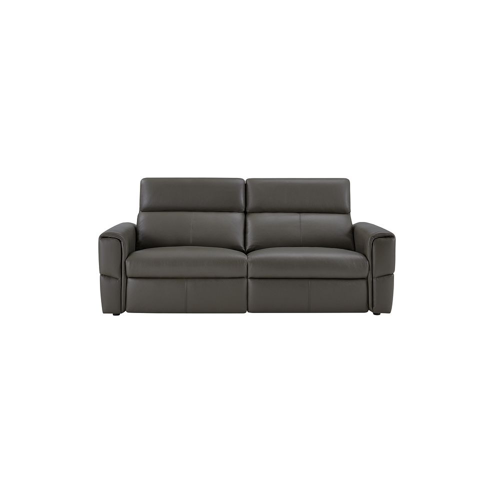 Samson 3 Seater Static Sofa in Dark Grey Leather 2