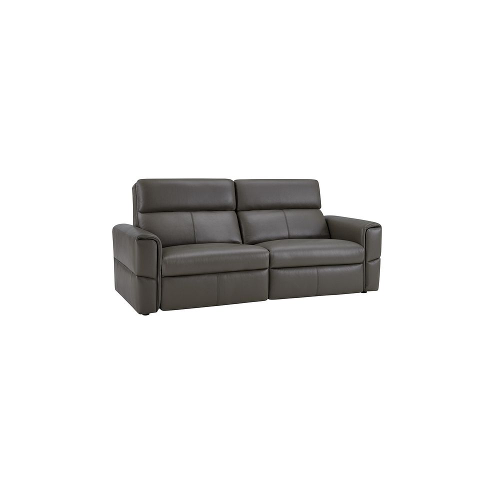 Samson 3 Seater Static Sofa in Dark Grey Leather 1