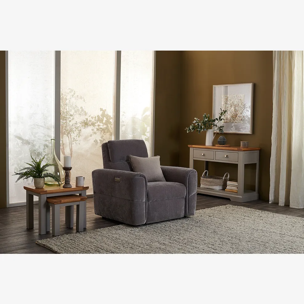 Samson Electric Recliner Armchair in Amigo Granite Fabric 1