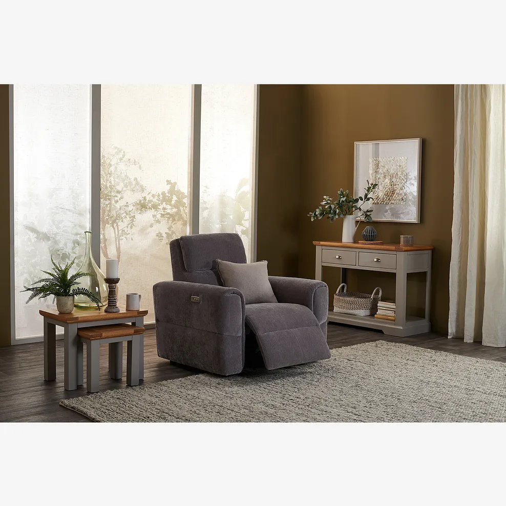 Samson Electric Recliner Armchair in Amigo Granite Fabric 2