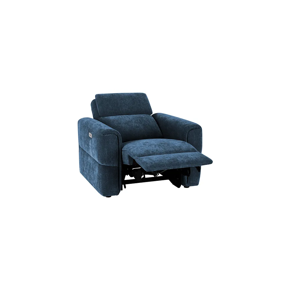 Samson Electric Recliner Armchair in Amigo Navy Fabric 4