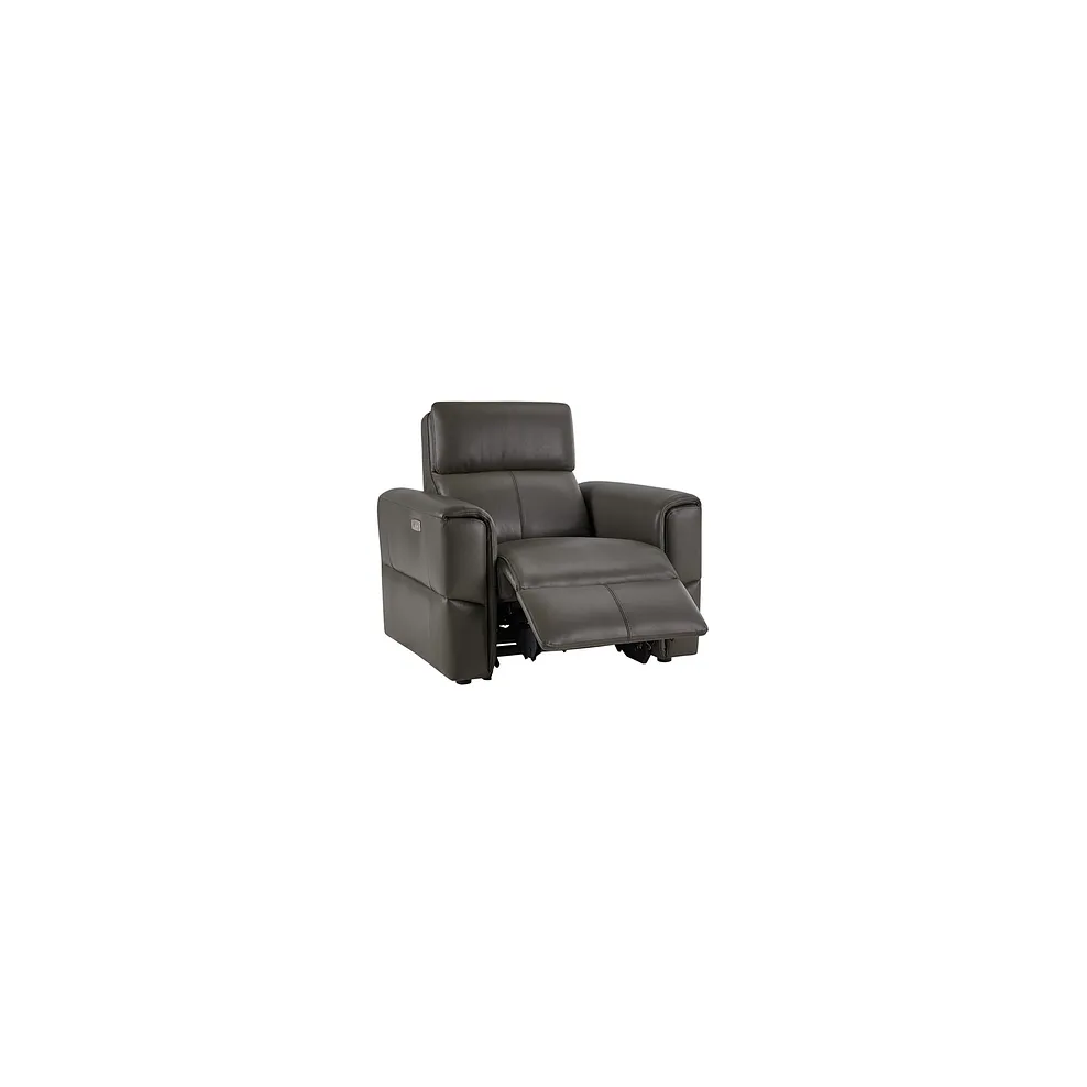 Samson Electric Recliner Armchair in Dark Grey Leather 3