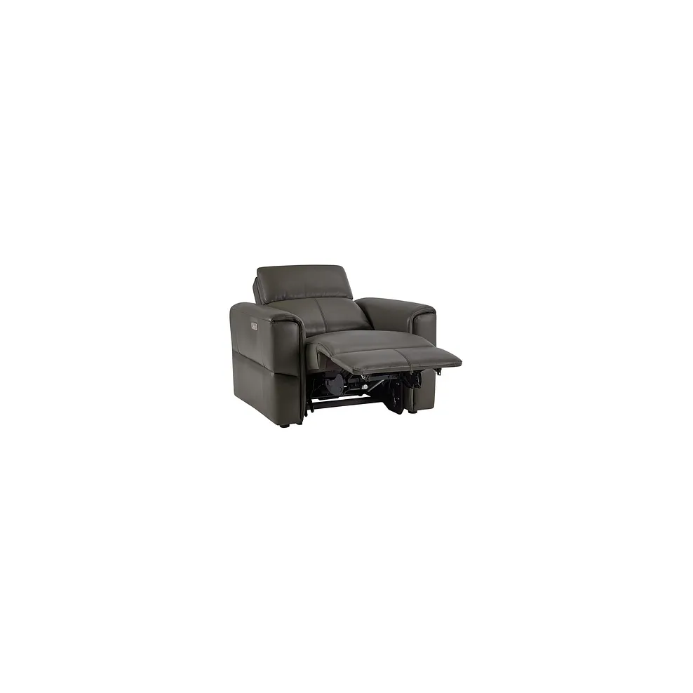Samson Electric Recliner Armchair in Dark Grey Leather 4