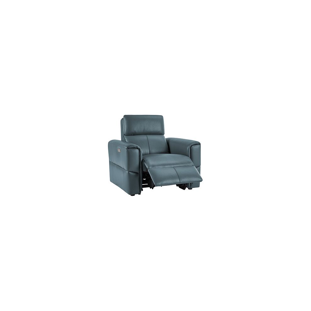 Samson Electric Recliner Armchair in Light Blue Leather 3