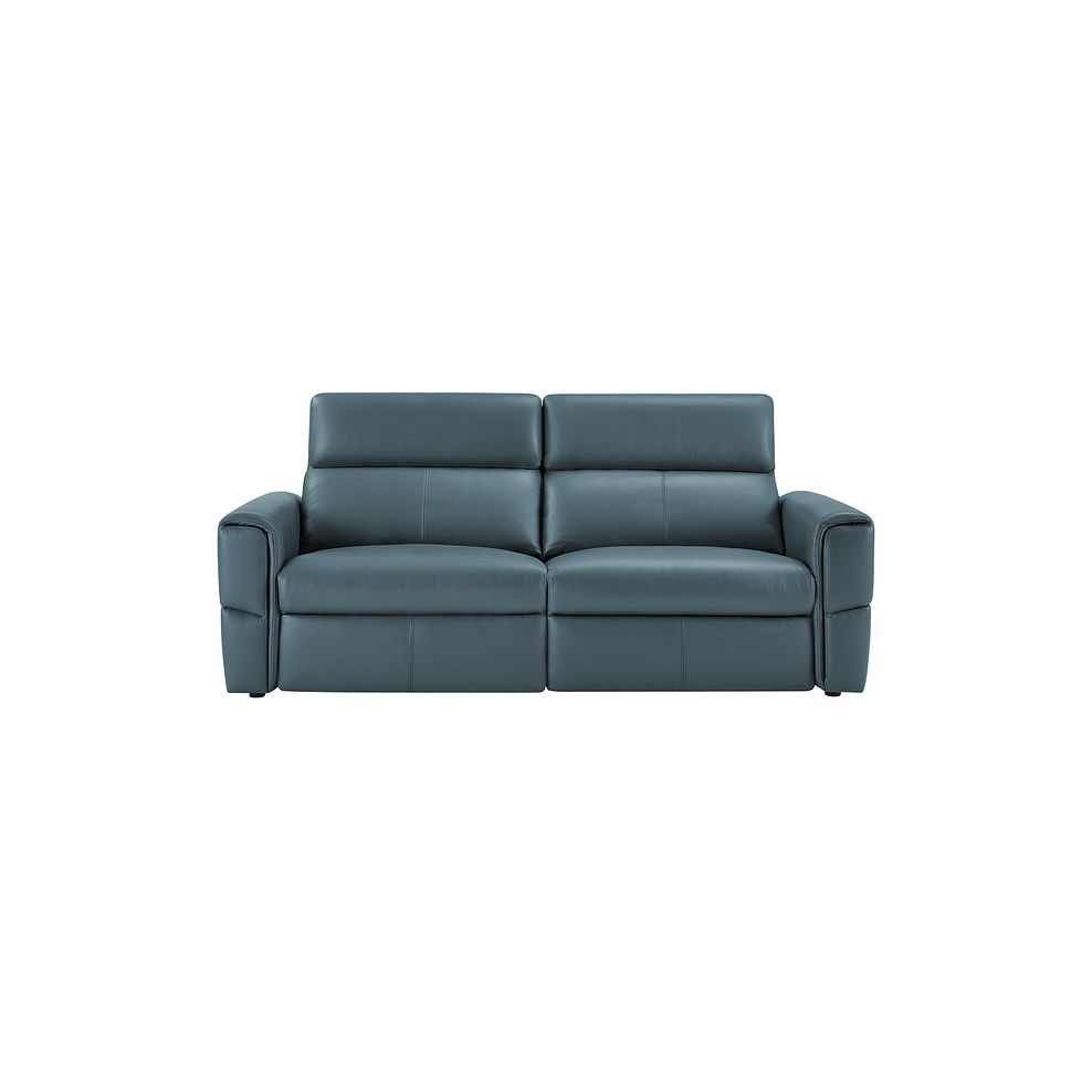 Samson 3 Seater Static Sofa in Light Blue Leather 2
