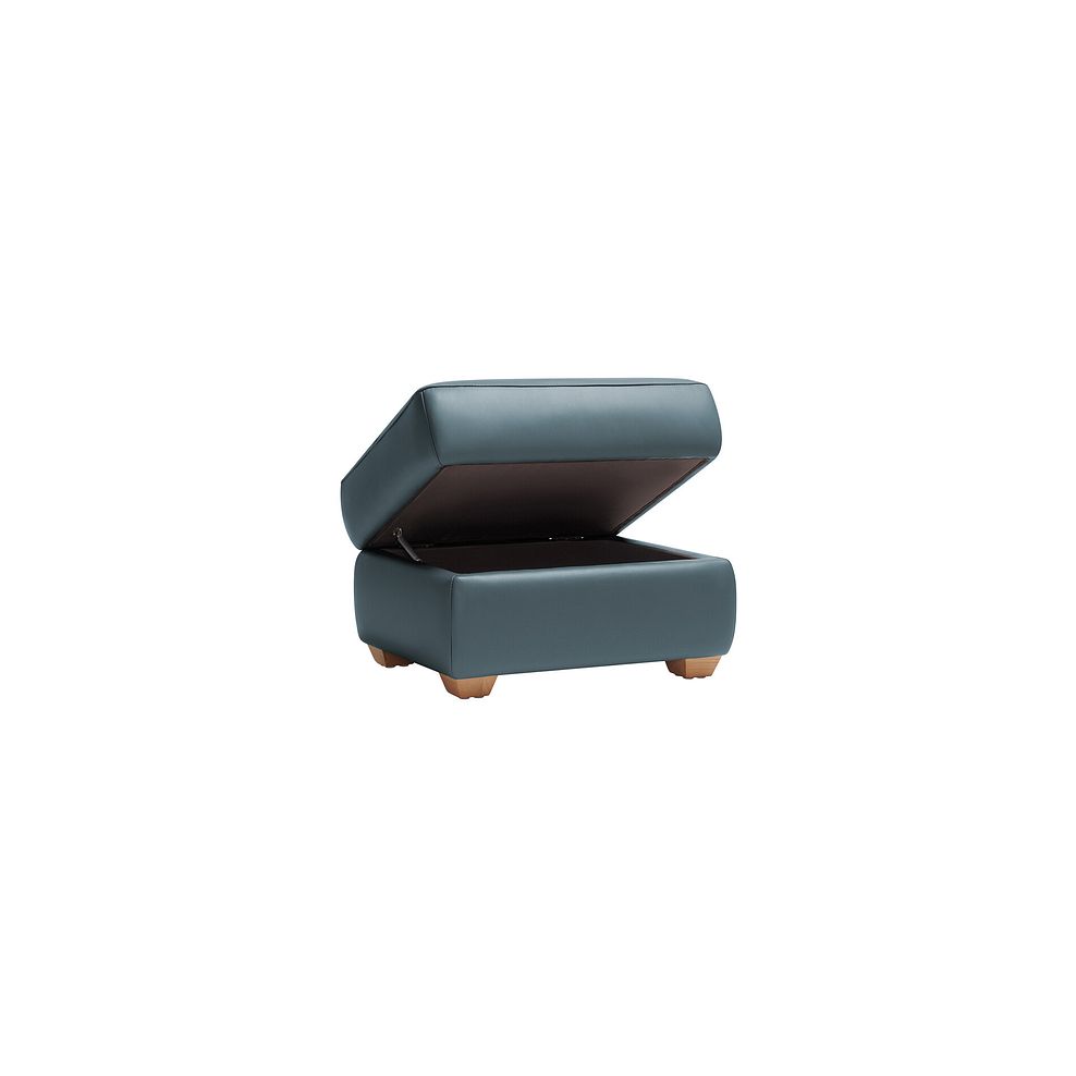 Samson Storage Footstool in Light Blue Leather Thumbnail 3