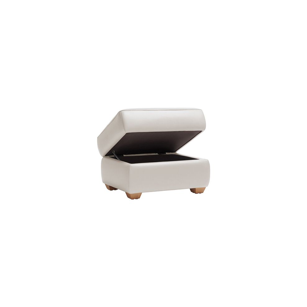 Samson Storage Footstool in White Leather 3