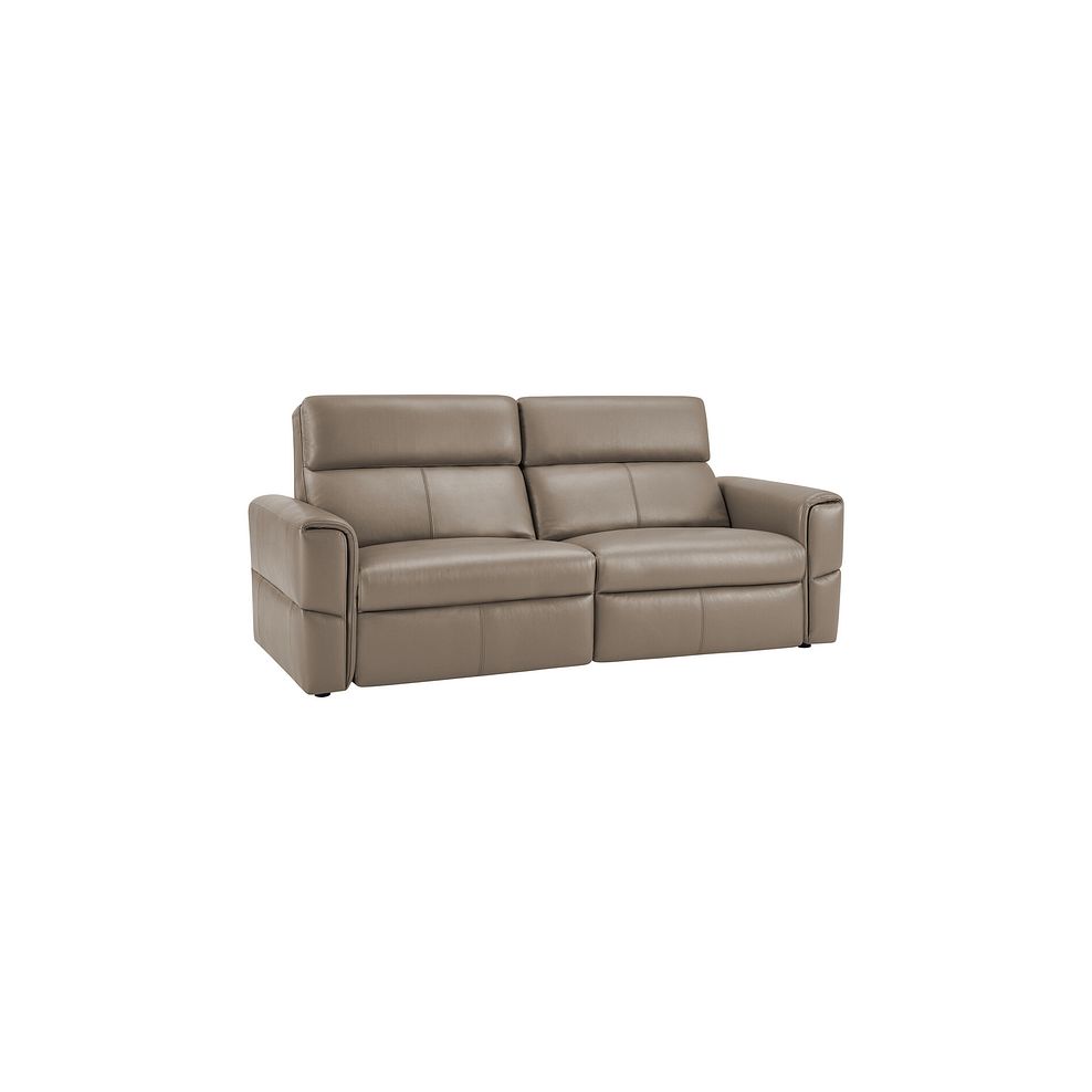 Samson 3 Seater Static Sofa in Taupe Leather 1