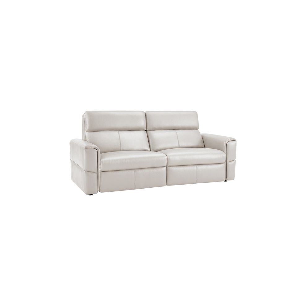 Samson 3 Seater Static Sofa in White Leather 1