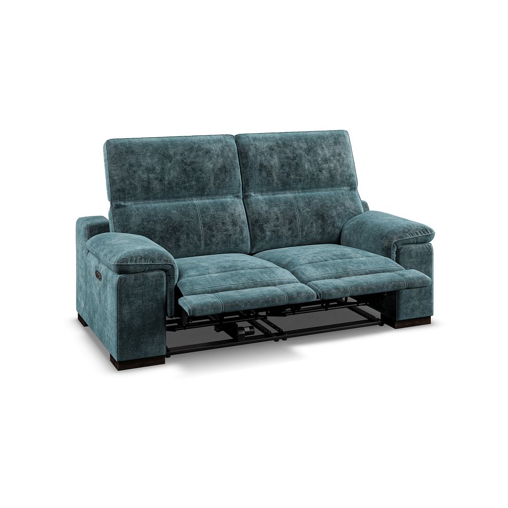 Santino 2 Seater Recliner Sofa With Power Headrest in Descent Blue Fabric 2