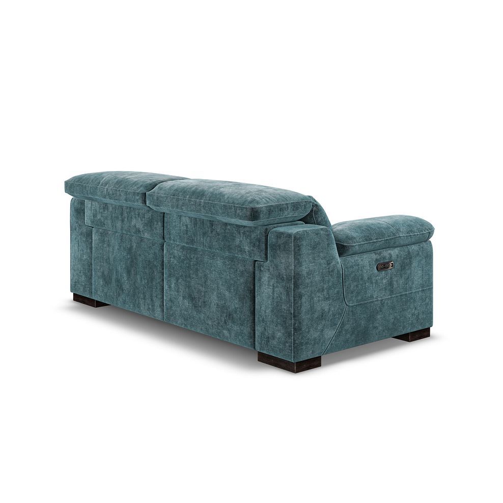 Santino 2 Seater Recliner Sofa With Power Headrest in Descent Blue Fabric 4