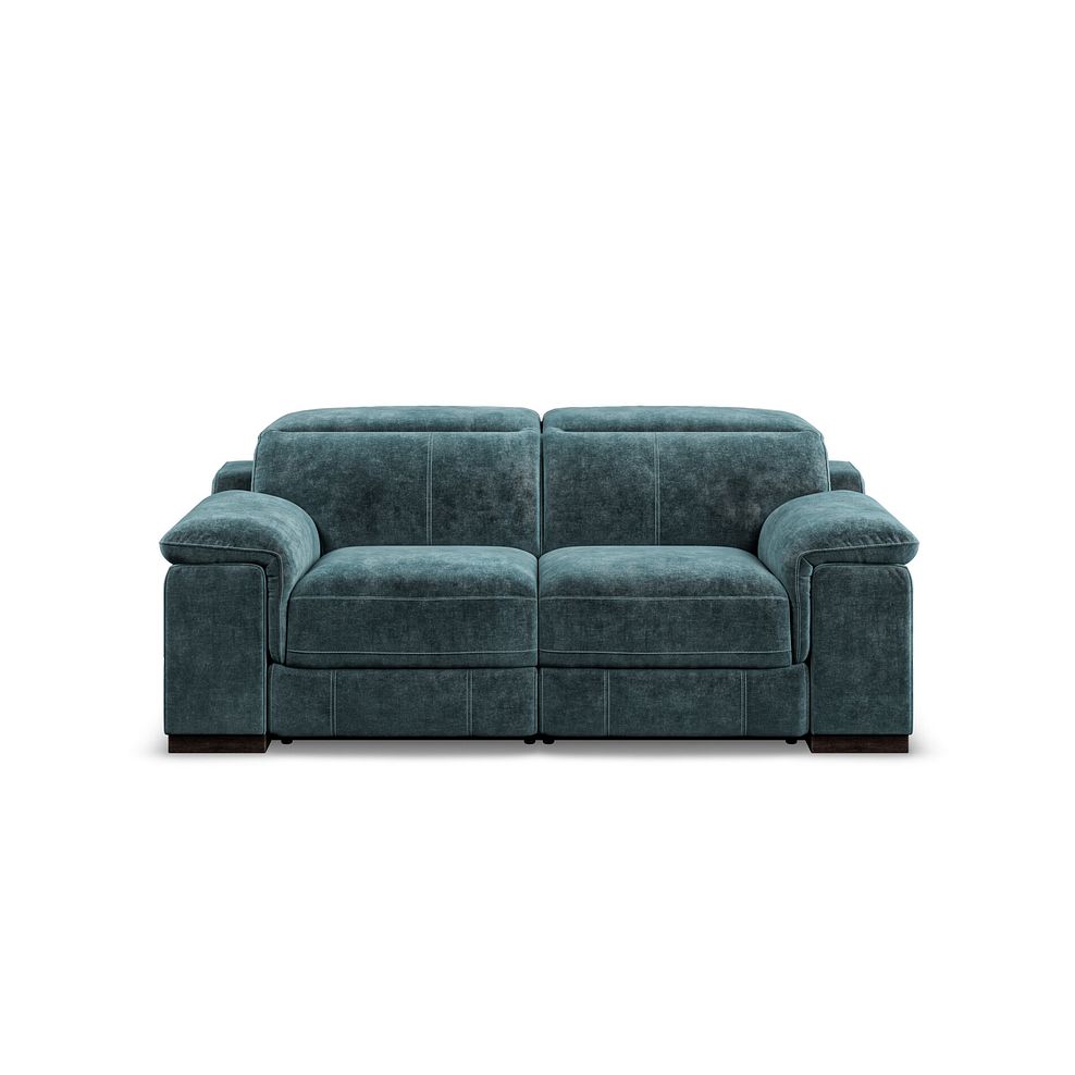 Santino 2 Seater Recliner Sofa With Power Headrest in Descent Blue Fabric 5