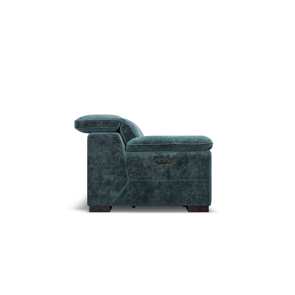 Santino 2 Seater Recliner Sofa With Power Headrest in Descent Blue Fabric 6