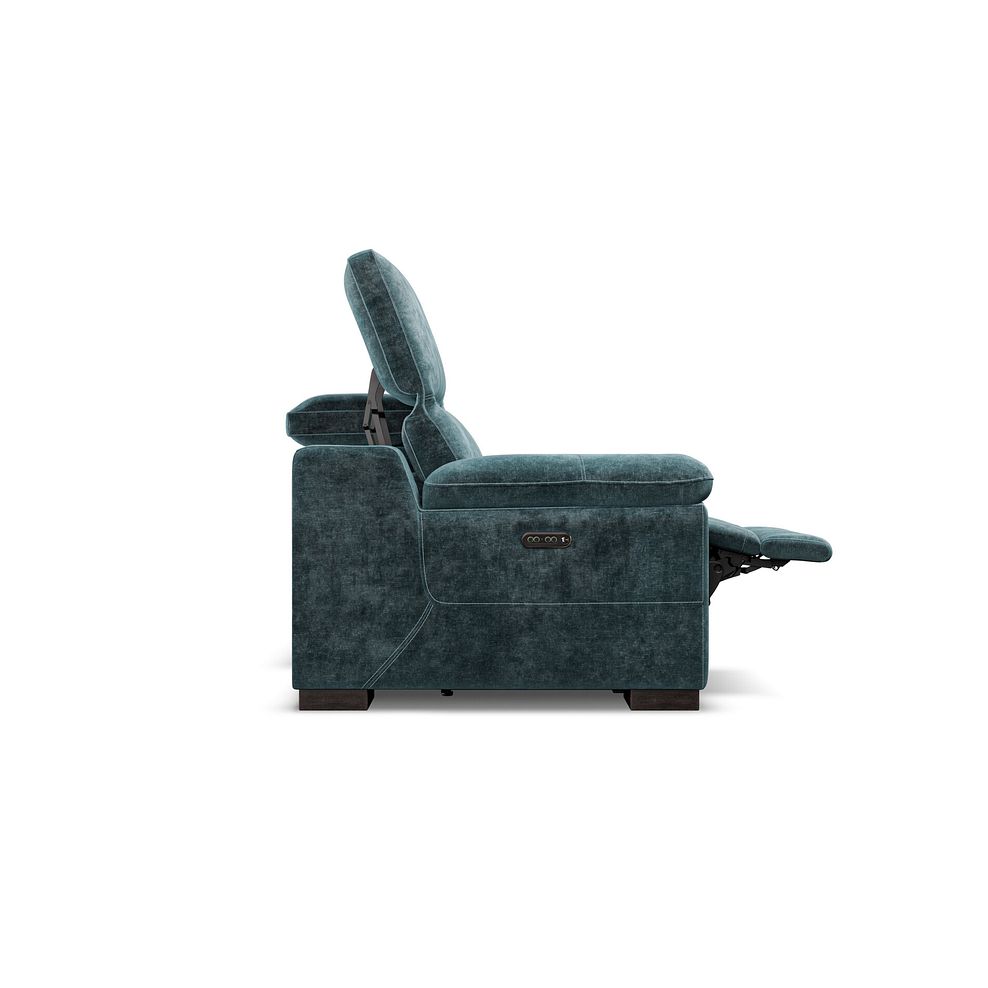 Santino 2 Seater Recliner Sofa With Power Headrest in Descent Blue Fabric 7
