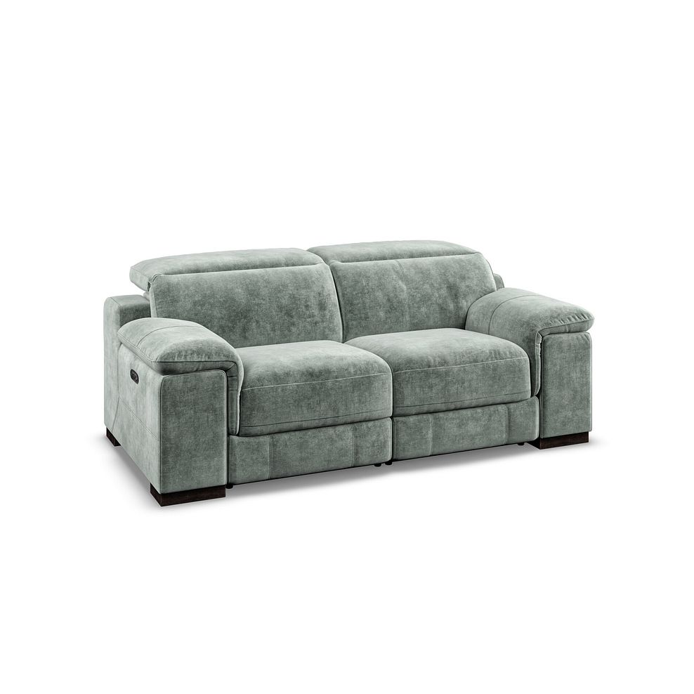 Santino 2 Seater Recliner Sofa With Power Headrest in Descent Pewter Fabric 1