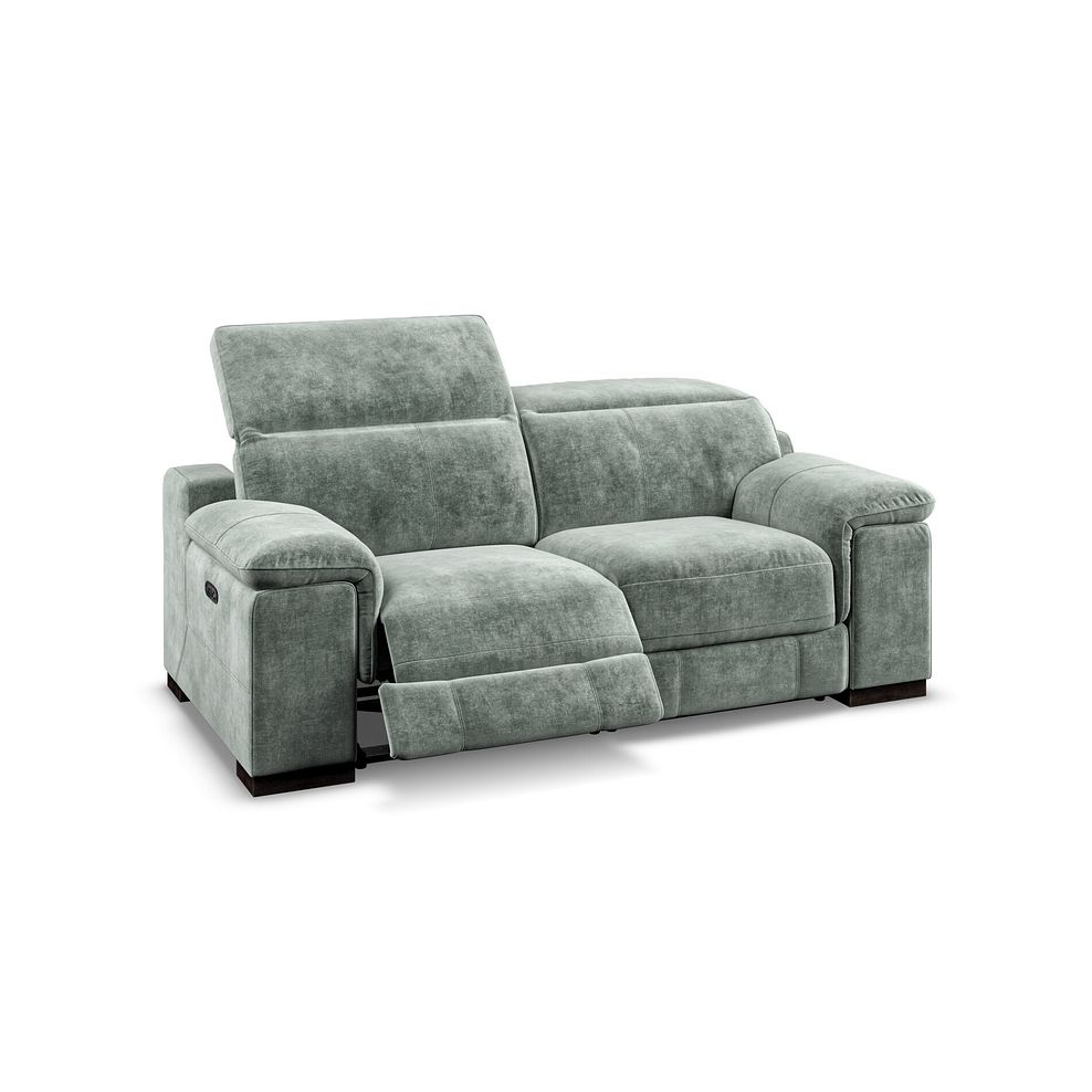 Santino 2 Seater Recliner Sofa With Power Headrest in Descent Pewter Fabric 3