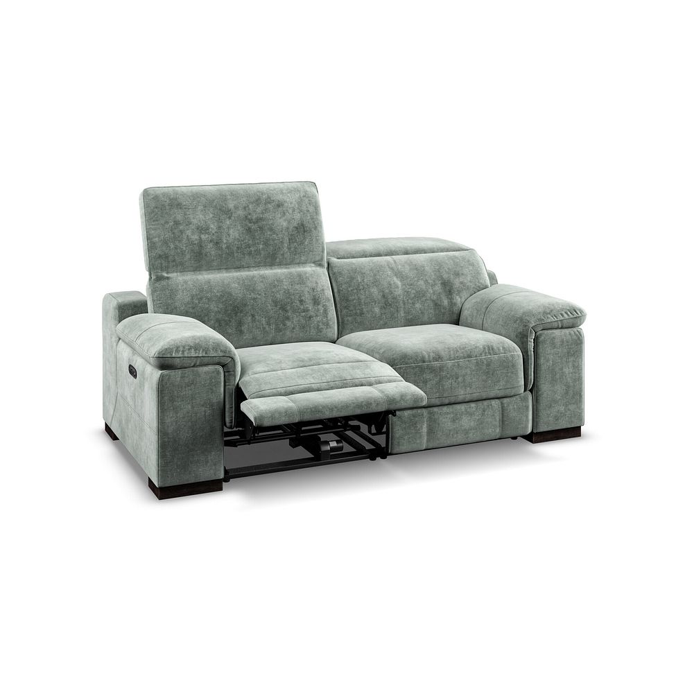 Santino 2 Seater Recliner Sofa With Power Headrest in Descent Pewter Fabric 4