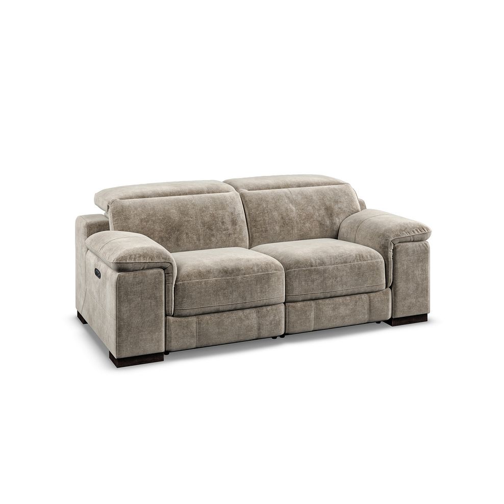 Santino 2 Seater Recliner Sofa With Power Headrest in Descent Taupe Fabric 1