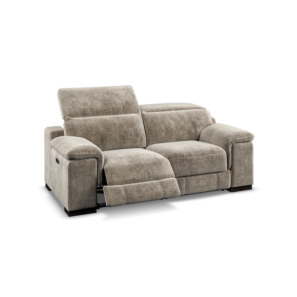 Santino 2 Seater Recliner Sofa With Power Headrest in Descent Taupe Fabric 3