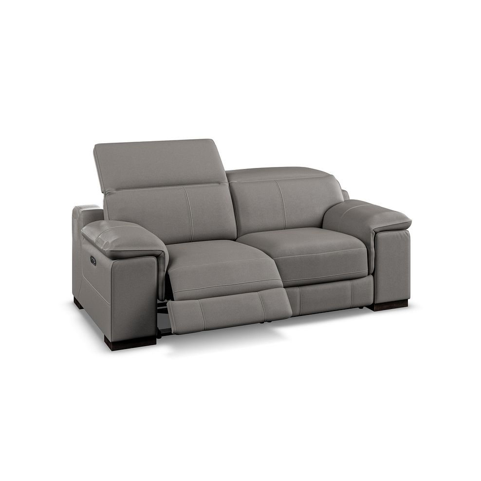 Santino 2 Seater Recliner Sofa With Power Headrest in Elephant Grey Leather Thumbnail 3