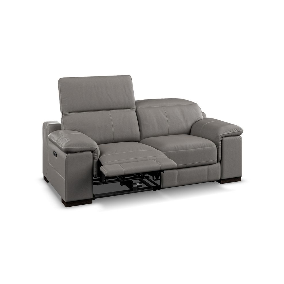 Santino 2 Seater Recliner Sofa With Power Headrest in Elephant Grey Leather Thumbnail 4