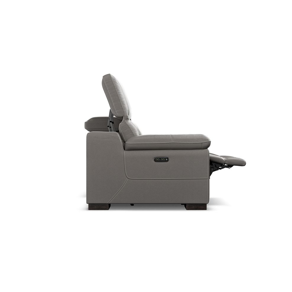 Santino 2 Seater Recliner Sofa With Power Headrest in Elephant Grey Leather 8