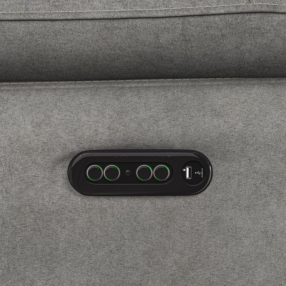 Santino 2 Seater Recliner Sofa With Power Headrest in Maldives Dark Grey Fabric 15