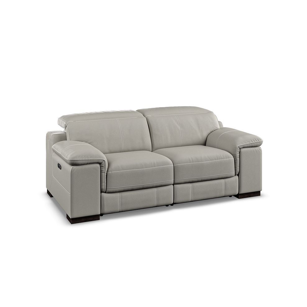 Santino 2 Seater Recliner Sofa With Power Headrest in Taupe Leather 1