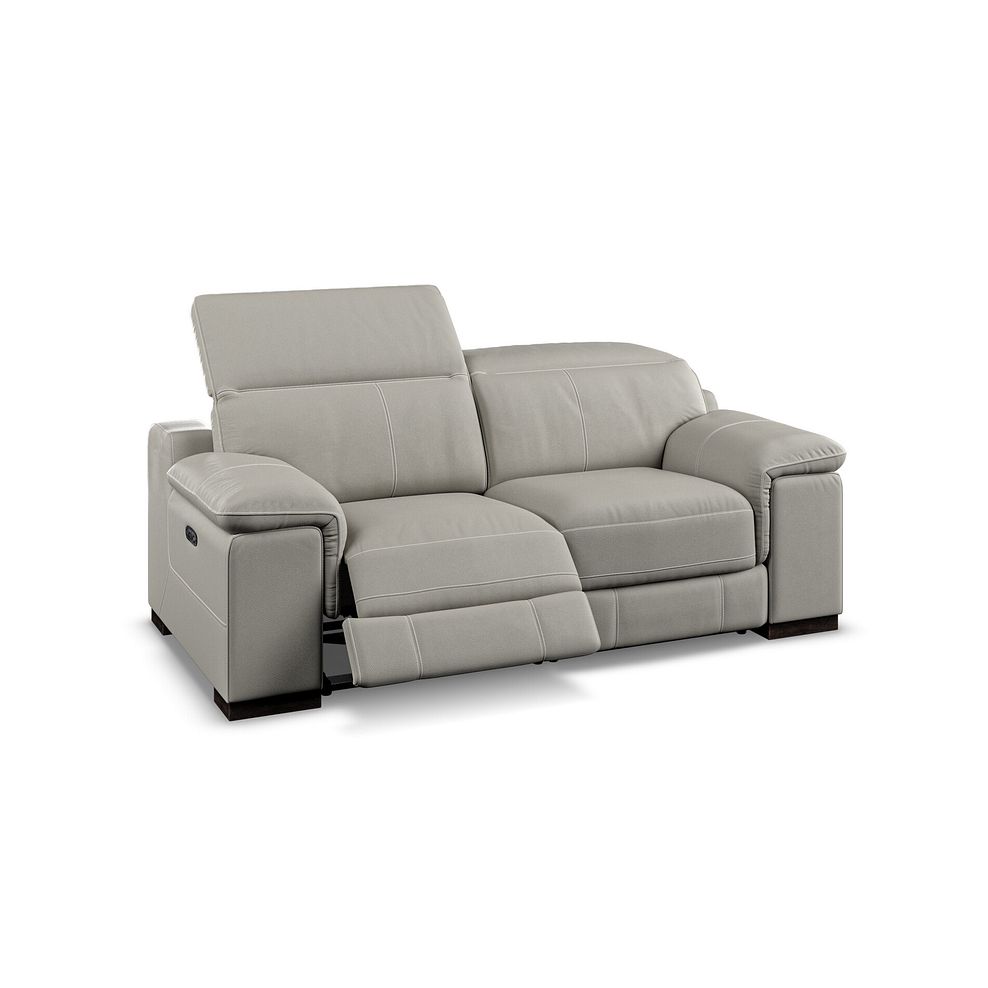 Santino 2 Seater Recliner Sofa With Power Headrest in Taupe Leather 3