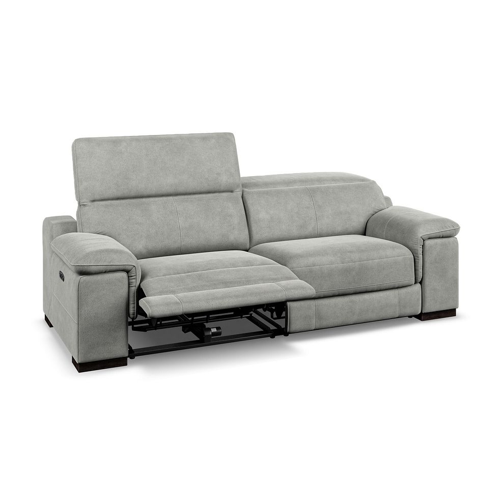 Santino 3 Seater Recliner Sofa With Power Headrest in Billy Joe Dove Grey Fabric Thumbnail 4