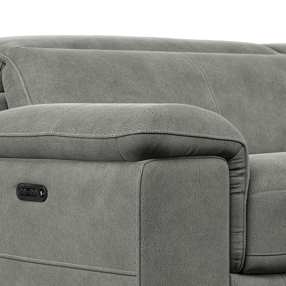 Santino 3 Seater Recliner Sofa With Power Headrest in Billy Joe Dove Grey Fabric 10