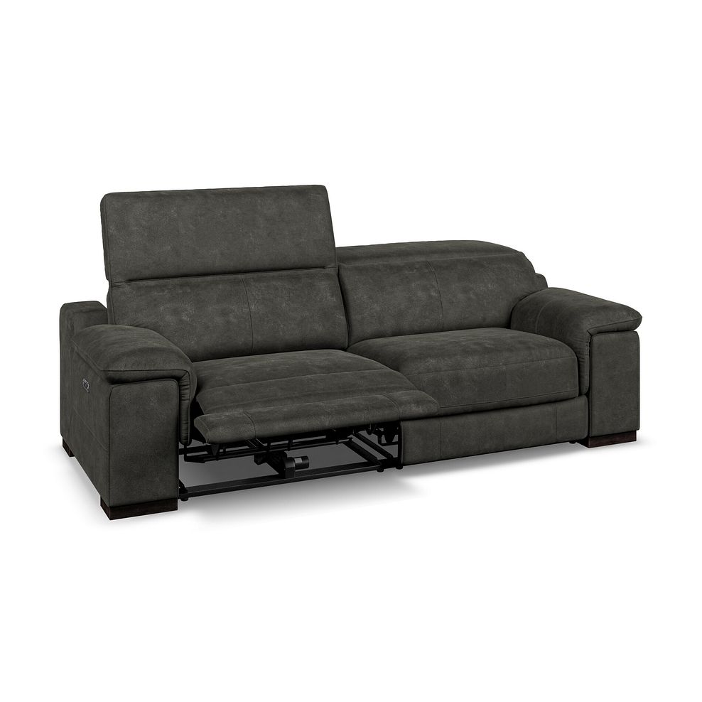 Santino 3 Seater Recliner Sofa With Power Headrest in Billy Joe Grey Fabric 4