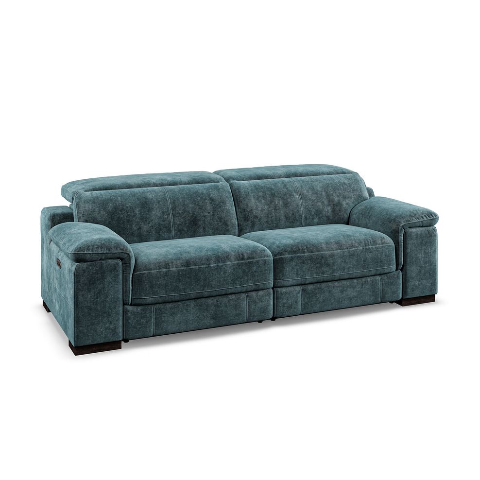 Santino 3 Seater Recliner Sofa With Power Headrest in Descent Blue Fabric