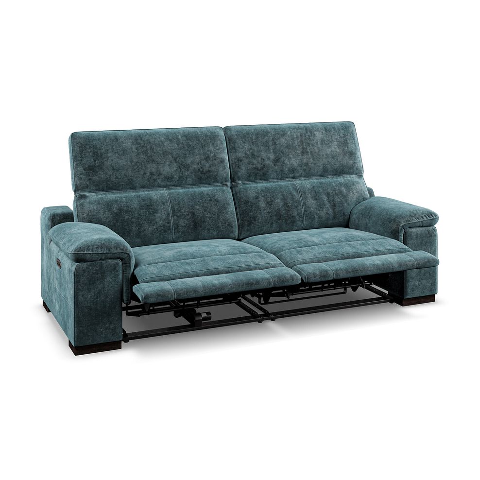 Santino 3 Seater Recliner Sofa With Power Headrest in Descent Blue Fabric Thumbnail 2