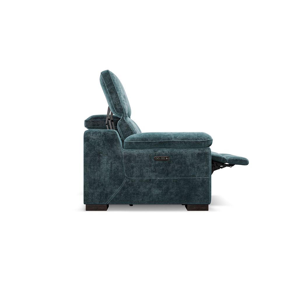 Santino 3 Seater Recliner Sofa With Power Headrest in Descent Blue Fabric 8