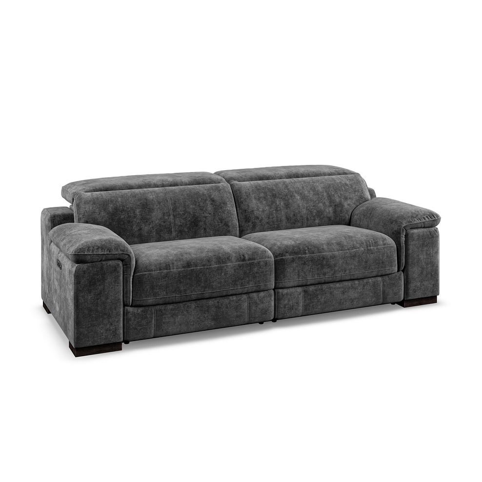 Santino 3 Seater Recliner Sofa With Power Headrest in Descent Charcoal Fabric 1