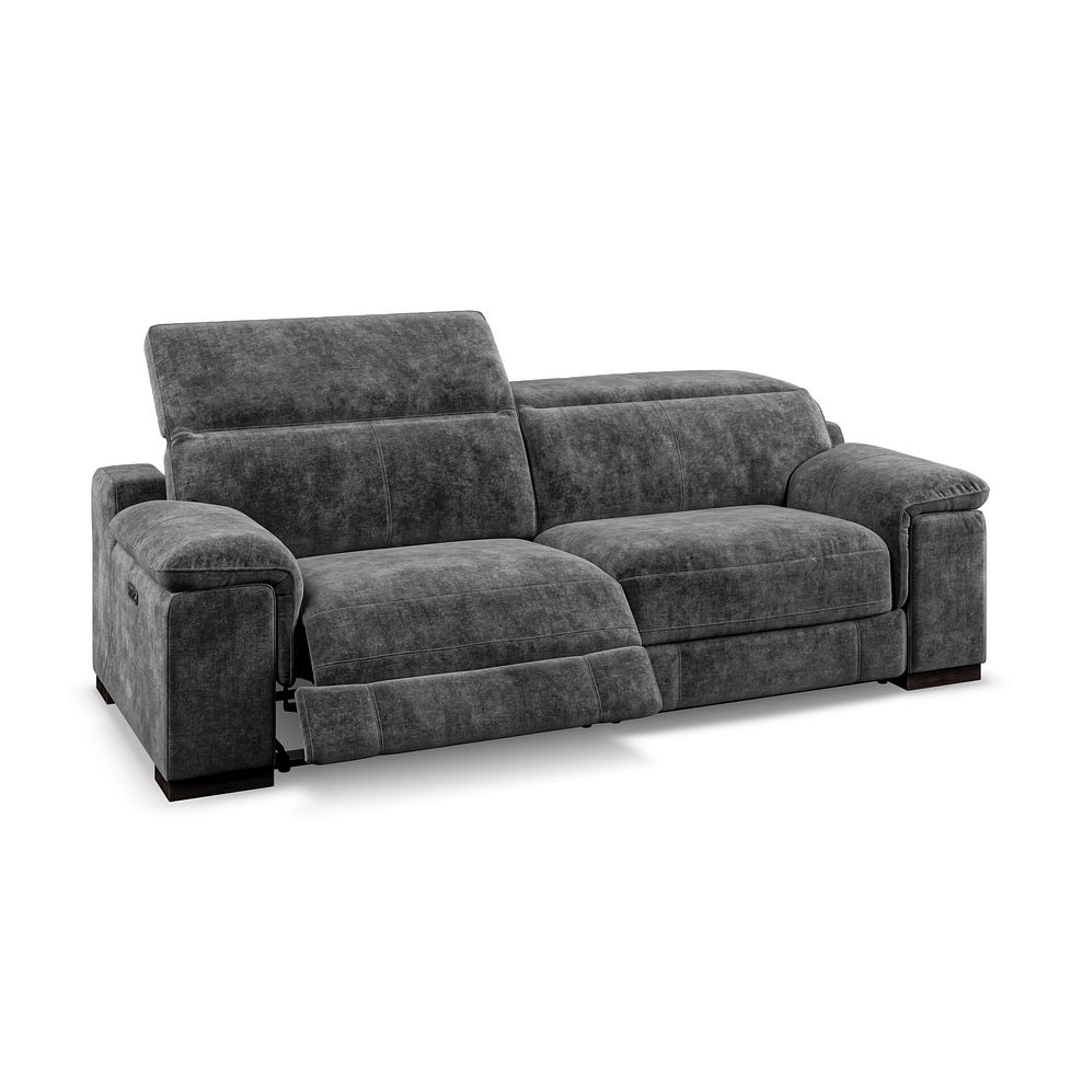 Santino 3 Seater Recliner Sofa With Power Headrest in Descent Charcoal Fabric 3
