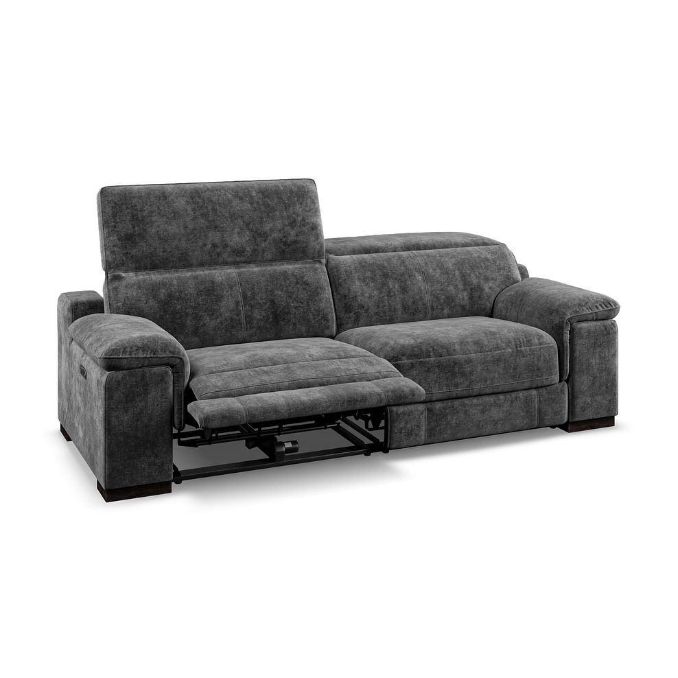 Santino 3 Seater Recliner Sofa With Power Headrest in Descent Charcoal Fabric 4