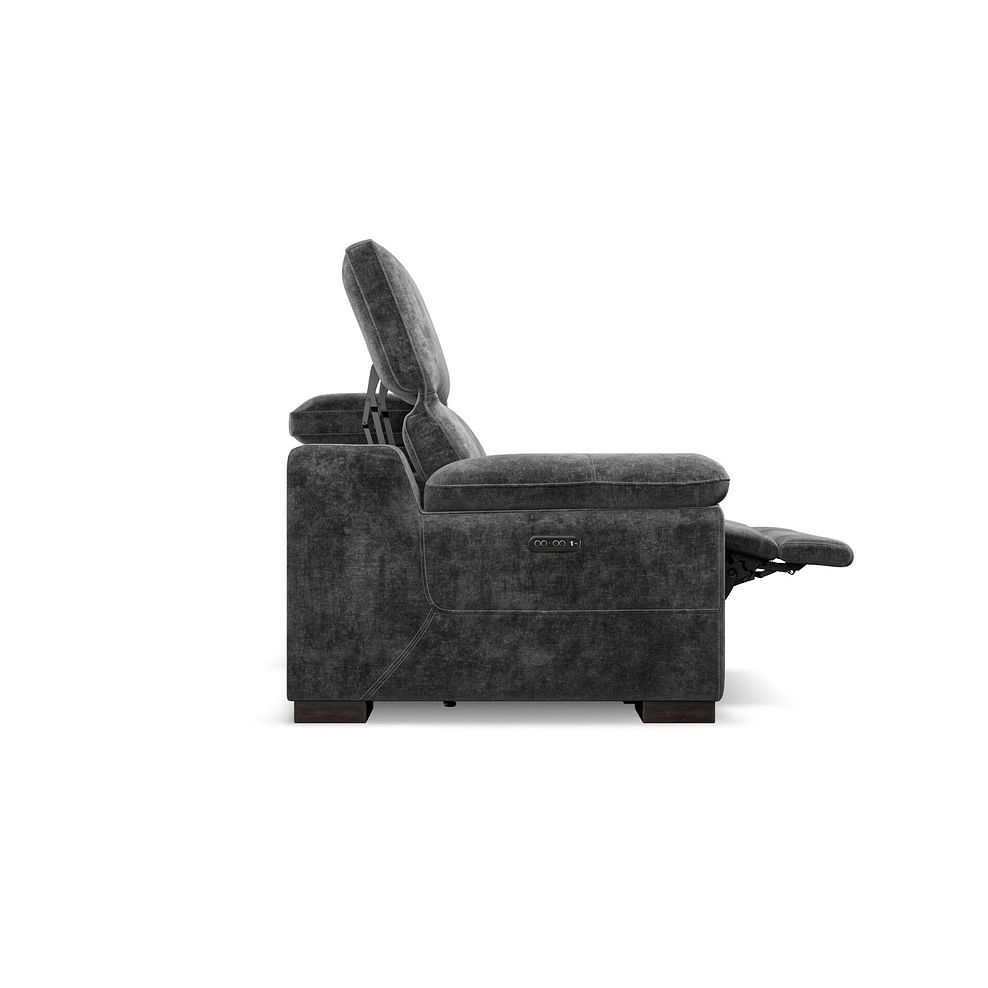 Santino 3 Seater Recliner Sofa With Power Headrest in Descent Charcoal Fabric 8