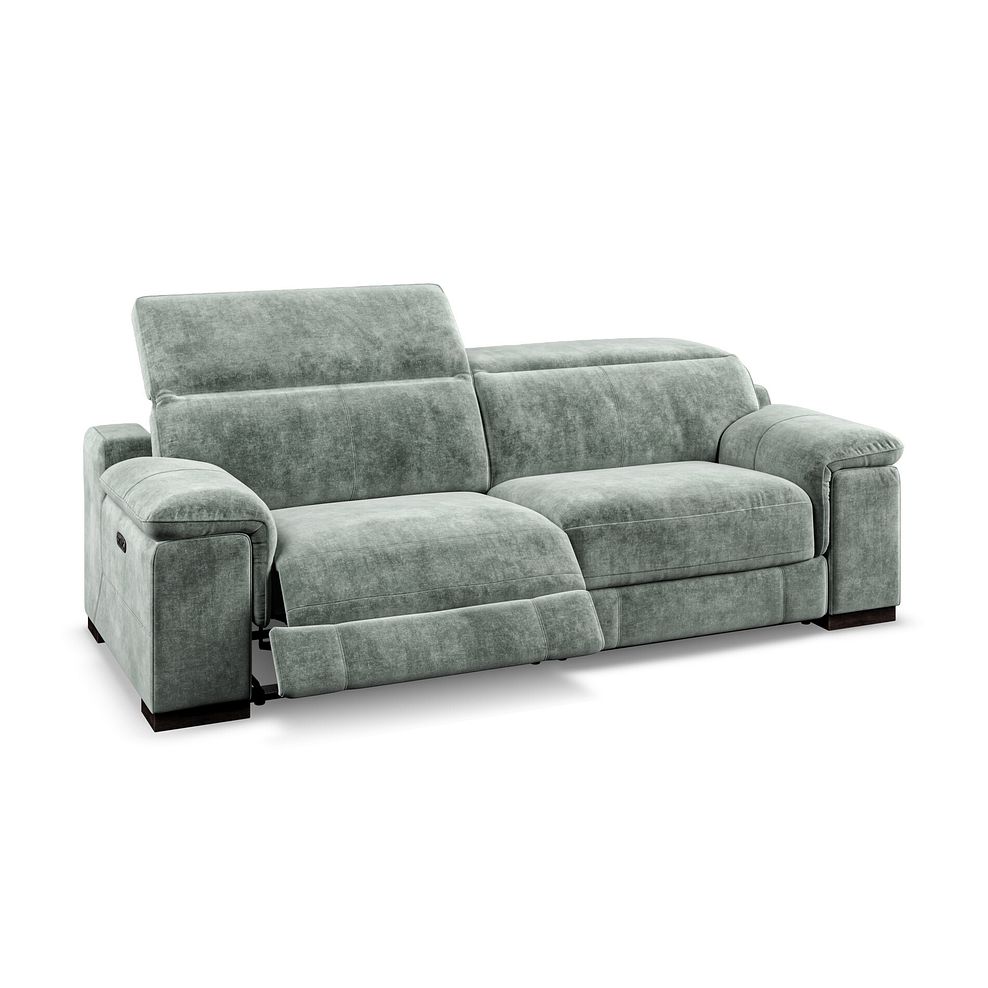 Santino 3 Seater Recliner Sofa With Power Headrest in Descent Pewter Fabric Thumbnail 3