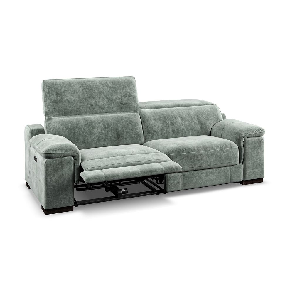 Santino 3 Seater Recliner Sofa With Power Headrest in Descent Pewter Fabric 4