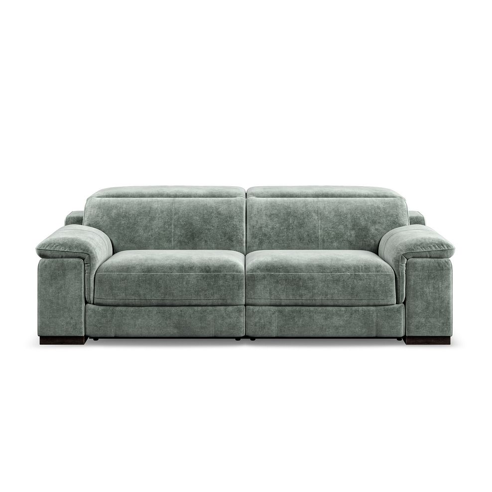 Santino 3 Seater Recliner Sofa With Power Headrest in Descent Pewter Fabric 6