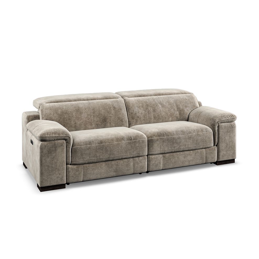 Santino 3 Seater Recliner Sofa With Power Headrest in Descent Taupe Fabric 1