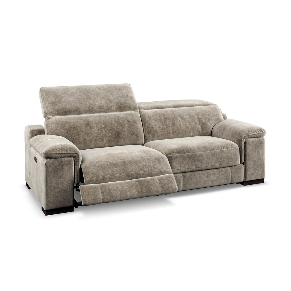 Santino 3 Seater Recliner Sofa With Power Headrest in Descent Taupe Fabric 3