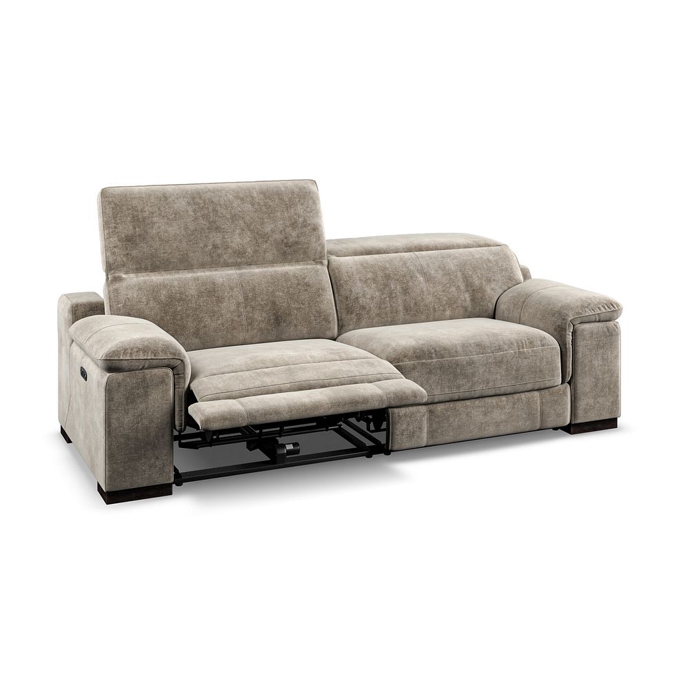 Santino 3 Seater Recliner Sofa With Power Headrest in Descent Taupe Fabric Thumbnail 4