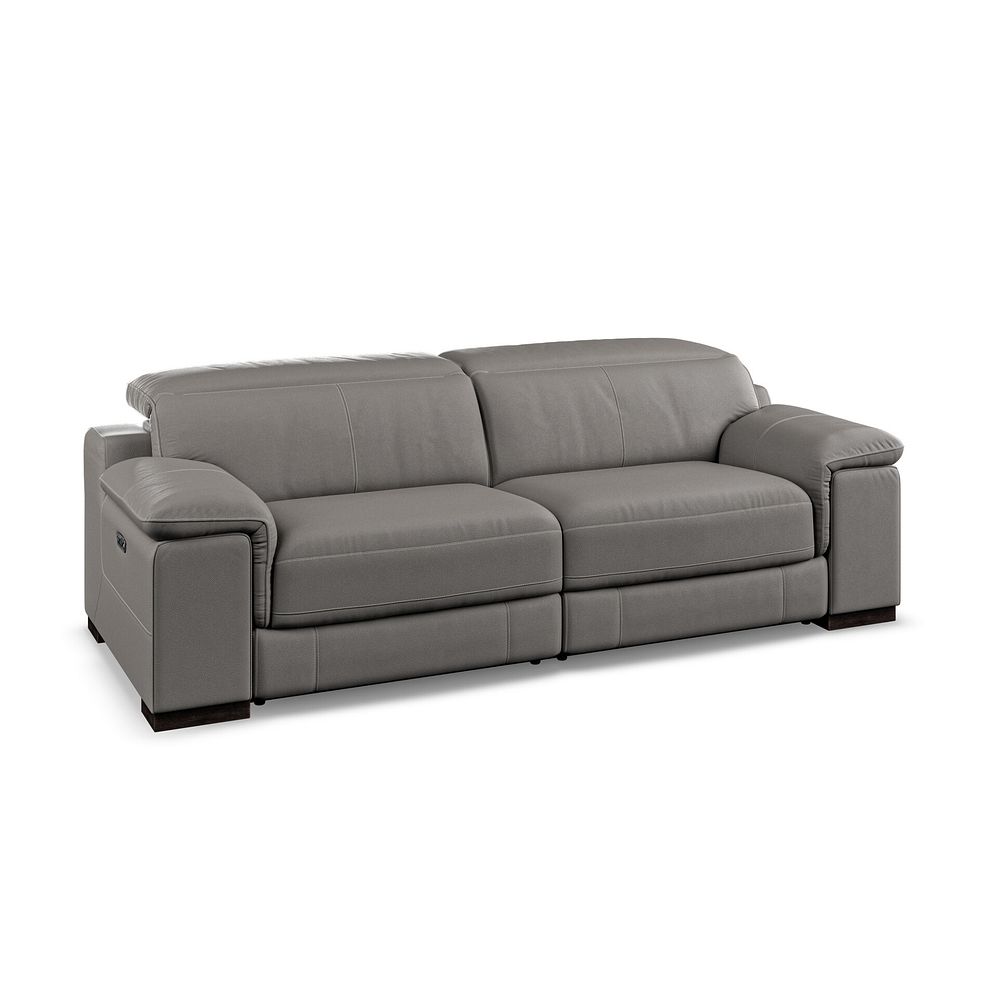 Santino 3 Seater Recliner Sofa With Power Headrest in Elephant Grey Leather 1