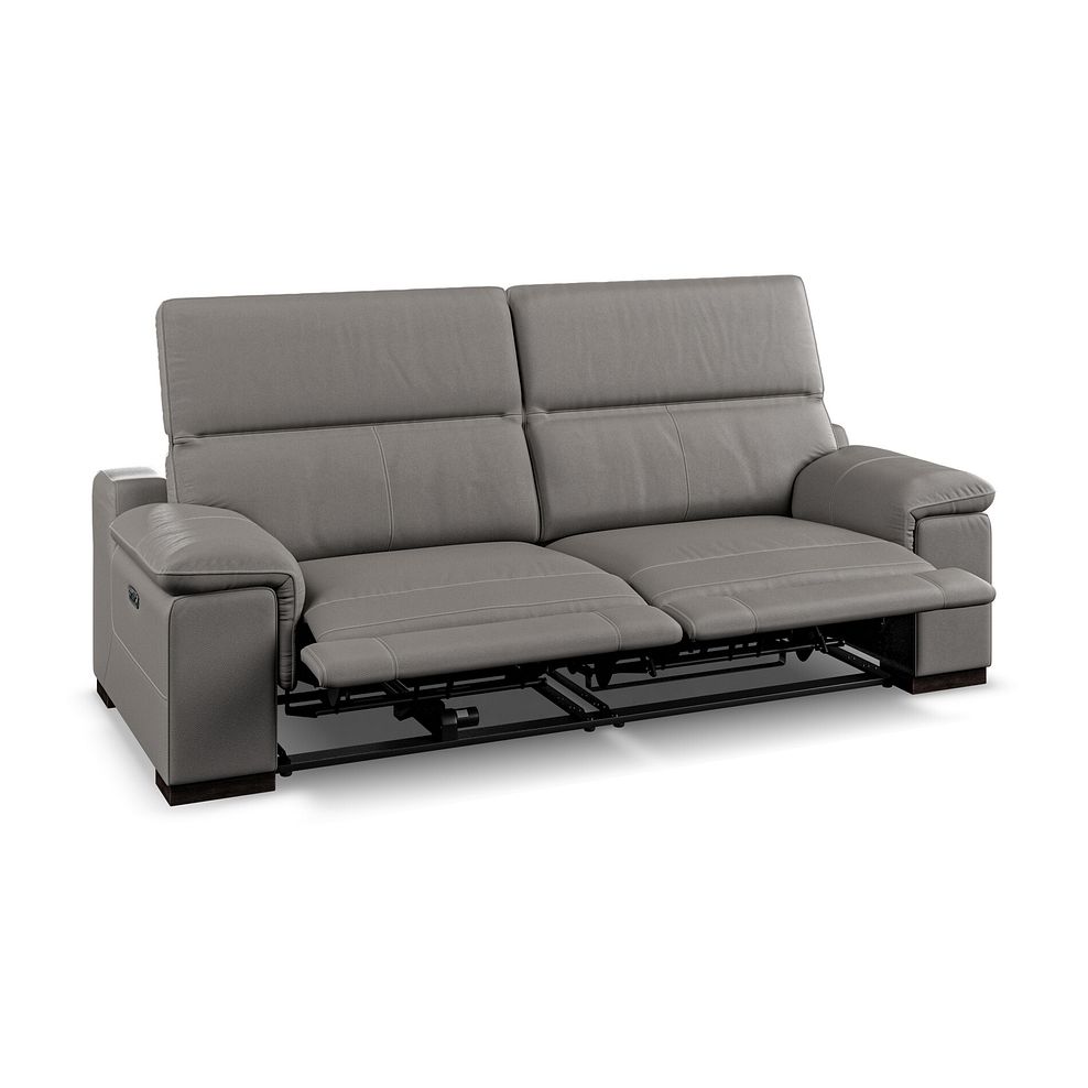Santino 3 Seater Recliner Sofa With Power Headrest in Elephant Grey Leather 2