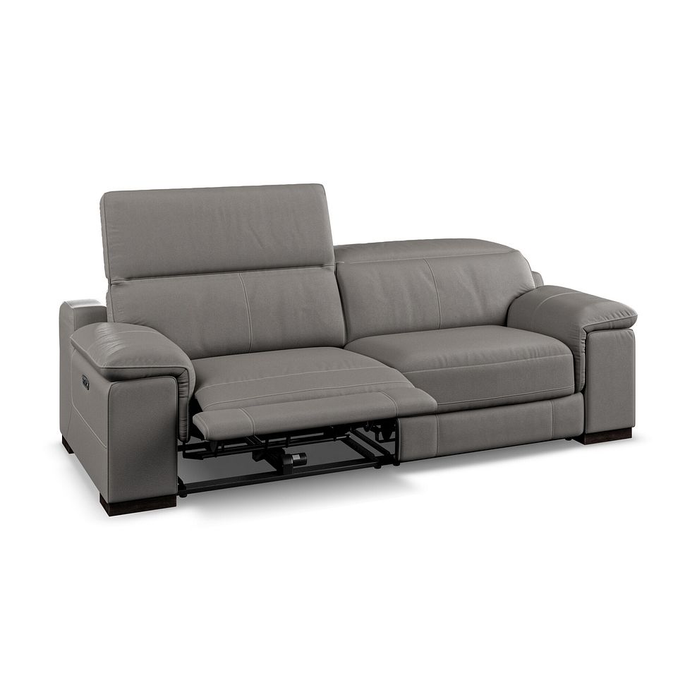 Santino 3 Seater Recliner Sofa With Power Headrest in Elephant Grey Leather 4