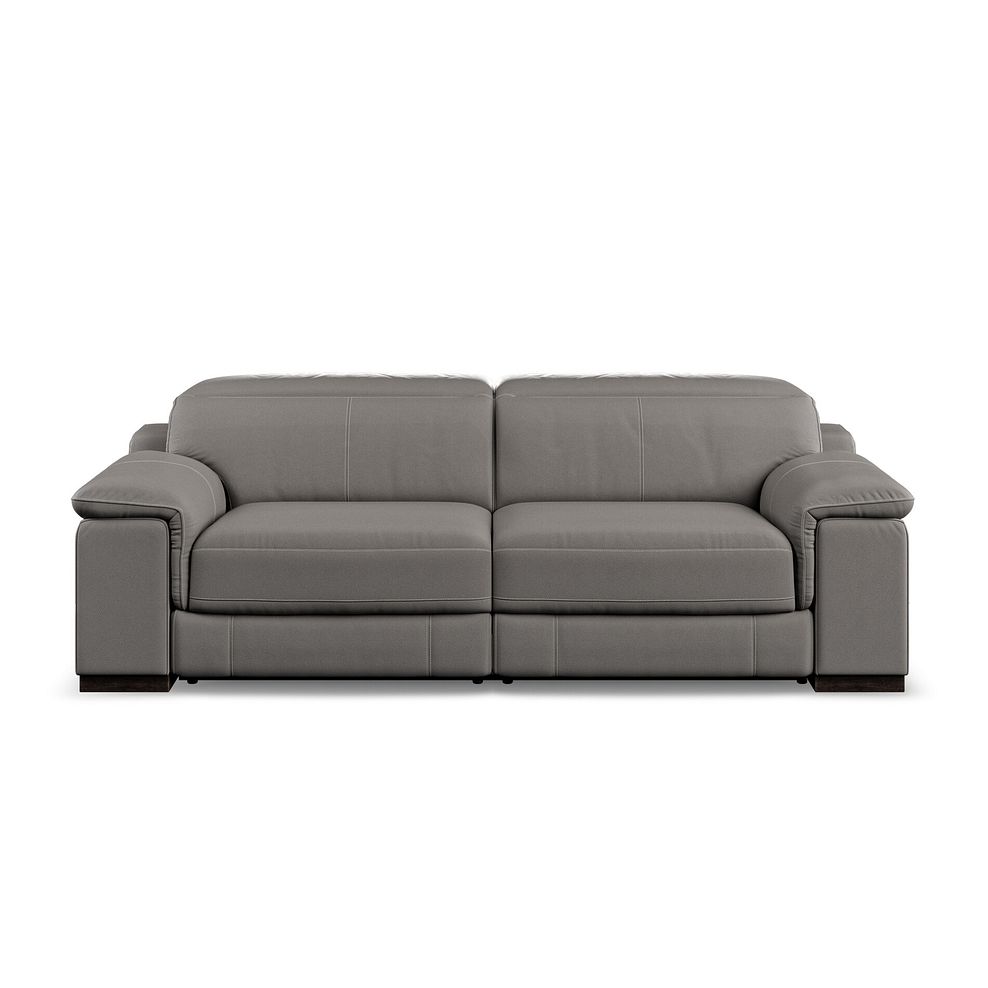Santino 3 Seater Recliner Sofa With Power Headrest in Elephant Grey Leather 6